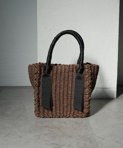 CURI BISCUI（キュリ　ビスキュイ）の「グログランテープ×トートカゴバッグ（トートバッグ・レディース・グレー/ブラウン/ベージュ×ブラック・FREE）」の22枚目の写真