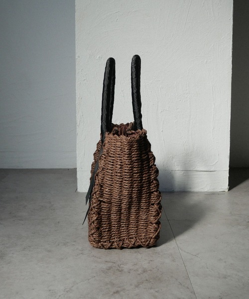 CURI BISCUI（キュリ　ビスキュイ）の「グログランテープ×トートカゴバッグ（トートバッグ・レディース・グレー/ブラウン/ベージュ×ブラック・FREE）」の17枚目の写真