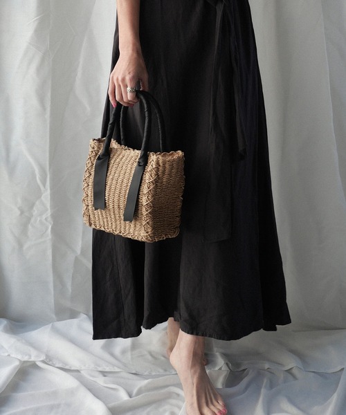 CURI BISCUI（キュリ　ビスキュイ）の「グログランテープ×トートカゴバッグ（トートバッグ・レディース・グレー/ブラウン/ベージュ×ブラック・FREE）」の21枚目の写真