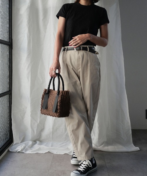 CURI BISCUI（キュリ　ビスキュイ）の「グログランテープ×トートカゴバッグ（トートバッグ・レディース・グレー/ブラウン/ベージュ×ブラック・FREE）」の12枚目の写真