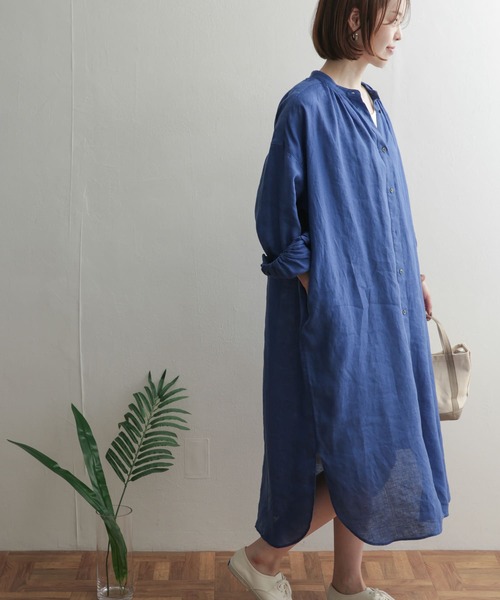 URBAN RESEARCH DOORS(アーバンリサーチドアーズ)の「リネンギャザーワンピース(ワンピース・レディース・ネイビー/ピンク/イエロー/ブルー・1/0)」の17枚目の写真