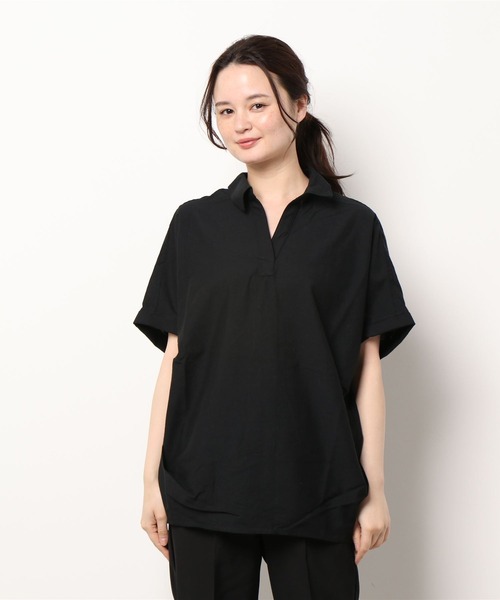 libelle more（リベル モア）の「フレンチリネン無地スキッパーブラウス（シャツ/ブラウス・レディース・オフホワイト/カーキ/ブラック/オレンジ/キャメル/レモンイエロー・M/L）」の3枚目の写真