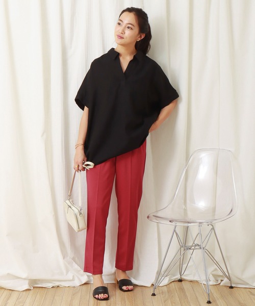 libelle more（リベル モア）の「フレンチリネン無地スキッパーブラウス（シャツ/ブラウス・レディース・オフホワイト/カーキ/ブラック/オレンジ/キャメル/レモンイエロー・M/L）」の7枚目の写真