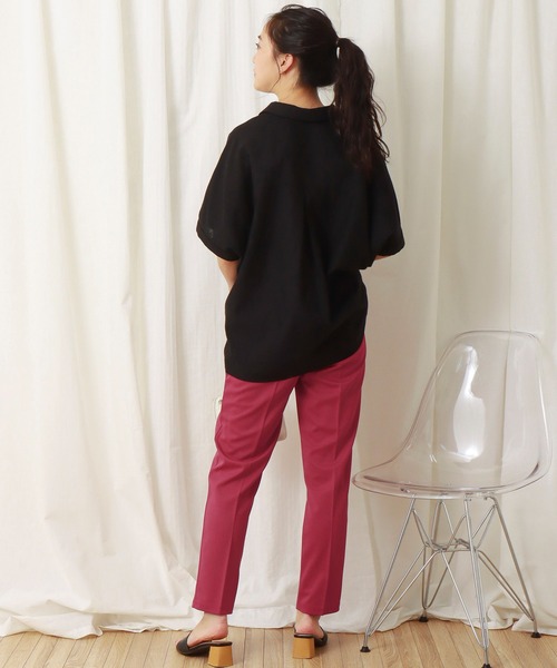 libelle more（リベル モア）の「フレンチリネン無地スキッパーブラウス（シャツ/ブラウス・レディース・オフホワイト/カーキ/ブラック/オレンジ/キャメル/レモンイエロー・M/L）」の11枚目の写真