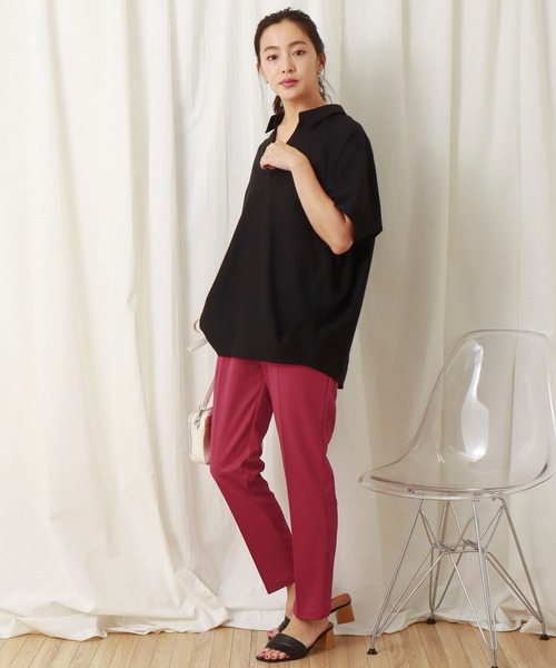 libelle more（リベル モア）の「フレンチリネン無地スキッパーブラウス（シャツ/ブラウス・レディース・オフホワイト/カーキ/ブラック/オレンジ/キャメル/レモンイエロー・M/L）」の8枚目の写真