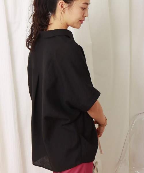 libelle more（リベル モア）の「フレンチリネン無地スキッパーブラウス（シャツ/ブラウス・レディース・オフホワイト/カーキ/ブラック/オレンジ/キャメル/レモンイエロー・M/L）」の14枚目の写真