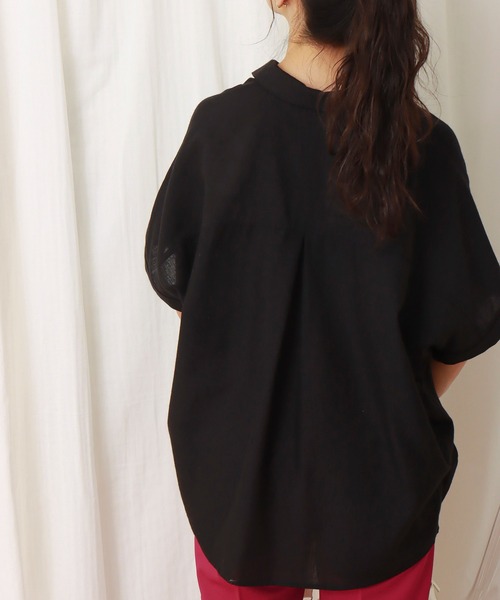 libelle more（リベル モア）の「フレンチリネン無地スキッパーブラウス（シャツ/ブラウス・レディース・オフホワイト/カーキ/ブラック/オレンジ/キャメル/レモンイエロー・M/L）」の15枚目の写真