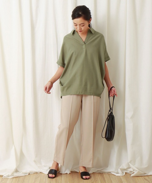 libelle more（リベル モア）の「フレンチリネン無地スキッパーブラウス（シャツ/ブラウス・レディース・オフホワイト/カーキ/ブラック/オレンジ/キャメル/レモンイエロー・M/L）」の16枚目の写真