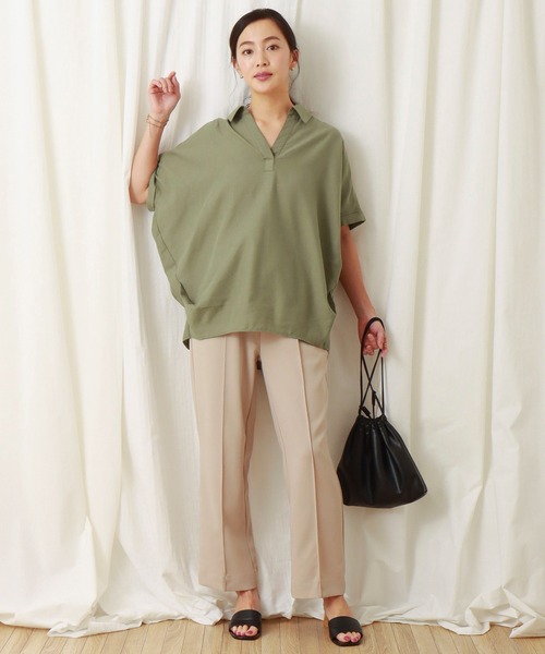 libelle more（リベル モア）の「フレンチリネン無地スキッパーブラウス（シャツ/ブラウス・レディース・オフホワイト/カーキ/ブラック/オレンジ/キャメル/レモンイエロー・M/L）」の17枚目の写真