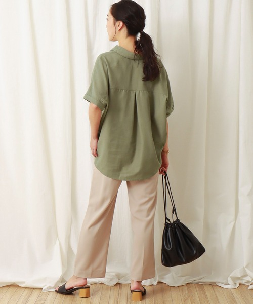 libelle more（リベル モア）の「フレンチリネン無地スキッパーブラウス（シャツ/ブラウス・レディース・オフホワイト/カーキ/ブラック/オレンジ/キャメル/レモンイエロー・M/L）」の19枚目の写真