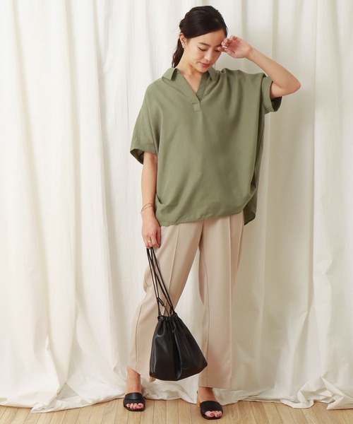 libelle more（リベル モア）の「フレンチリネン無地スキッパーブラウス（シャツ/ブラウス・レディース・オフホワイト/カーキ/ブラック/オレンジ/キャメル/レモンイエロー・M/L）」の18枚目の写真