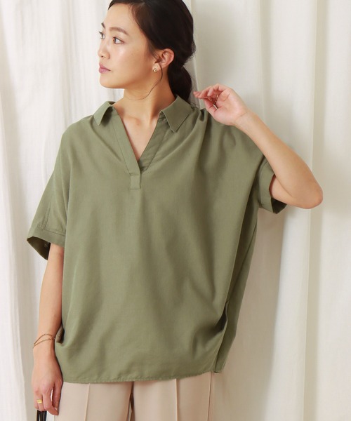 libelle more（リベル モア）の「フレンチリネン無地スキッパーブラウス（シャツ/ブラウス・レディース・オフホワイト/カーキ/ブラック/オレンジ/キャメル/レモンイエロー・M/L）」の22枚目の写真