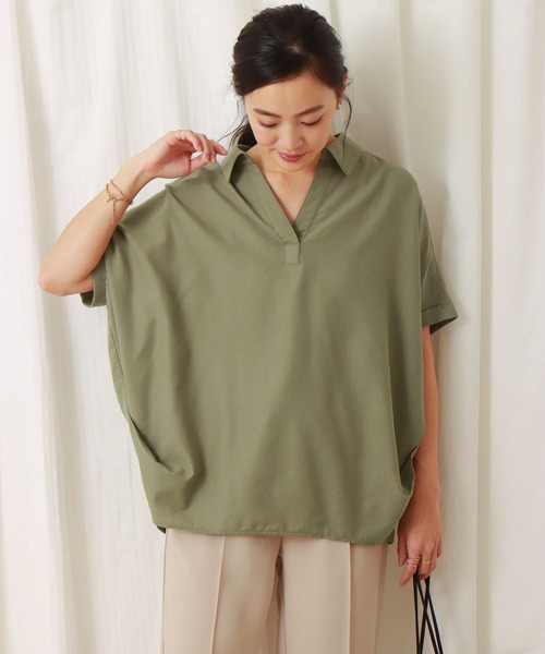 libelle more（リベル モア）の「フレンチリネン無地スキッパーブラウス（シャツ/ブラウス・レディース・オフホワイト/カーキ/ブラック/オレンジ/キャメル/レモンイエロー・M/L）」の20枚目の写真