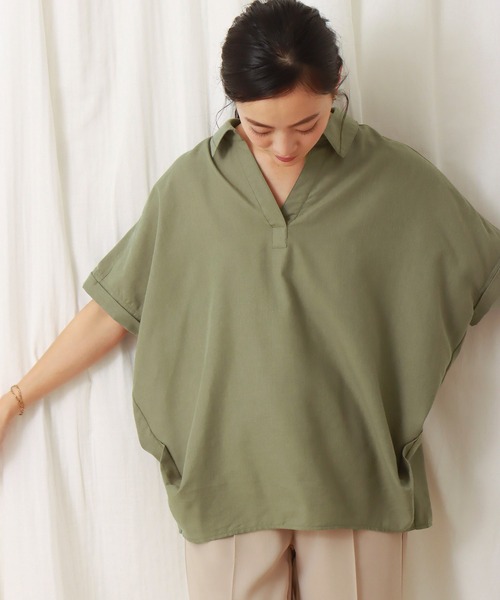 libelle more（リベル モア）の「フレンチリネン無地スキッパーブラウス（シャツ/ブラウス・レディース・オフホワイト/カーキ/ブラック/オレンジ/キャメル/レモンイエロー・M/L）」の21枚目の写真