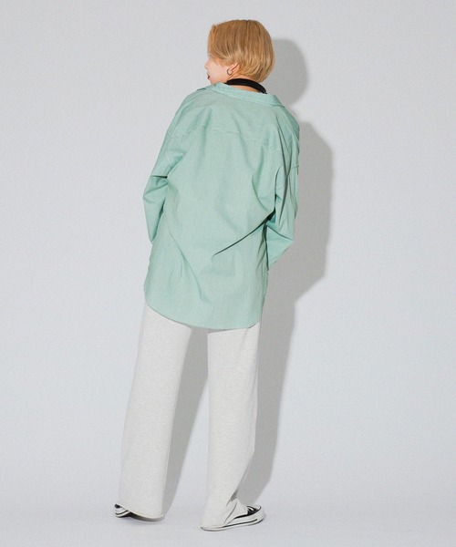 kutir(クティール)の「春カラーストライプビッグシャツ(シャツ/ブラウス・レディース・サックスブルー/グリーン/ピンク/イエロー・FREE)」の9枚目の写真