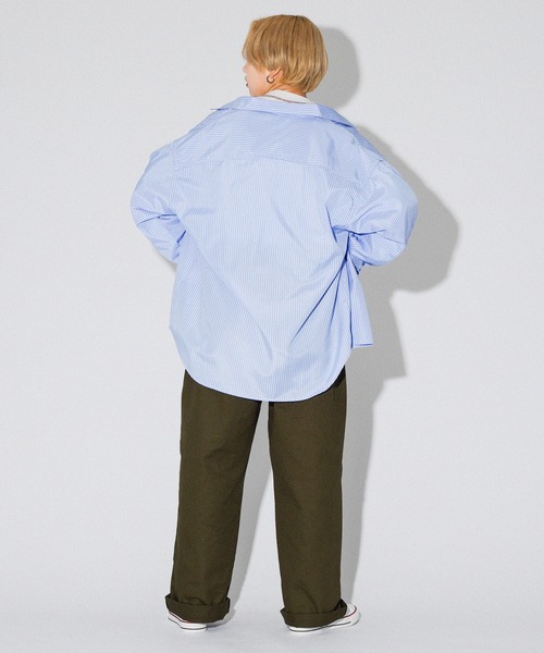 kutir(クティール)の「春カラーストライプビッグシャツ(シャツ/ブラウス・レディース・サックスブルー/グリーン/ピンク/イエロー・FREE)」の14枚目の写真