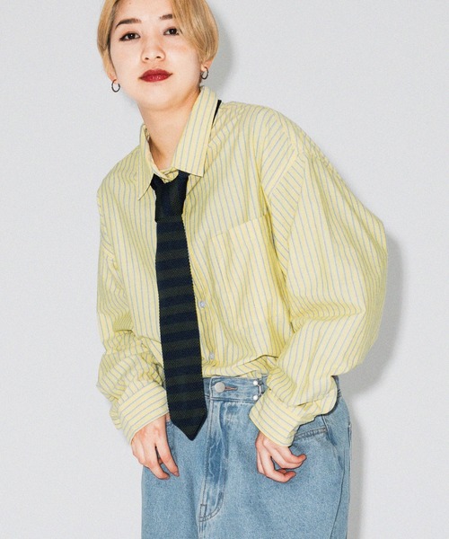 kutir(クティール)の「春カラーストライプビッグシャツ(シャツ/ブラウス・レディース・サックスブルー/グリーン/ピンク/イエロー・FREE)」の16枚目の写真