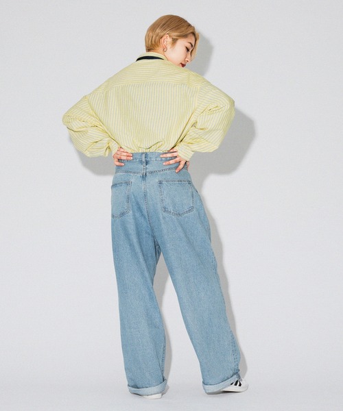 kutir(クティール)の「春カラーストライプビッグシャツ(シャツ/ブラウス・レディース・サックスブルー/グリーン/ピンク/イエロー・FREE)」の22枚目の写真