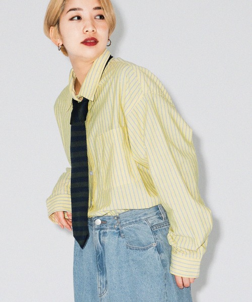 kutir(クティール)の「春カラーストライプビッグシャツ(シャツ/ブラウス・レディース・サックスブルー/グリーン/ピンク/イエロー・FREE)」の17枚目の写真