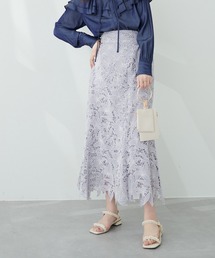 natural couture | 【セットアップ着用可】オケージョンにも◎配色スカラップレーススカート(スカート)