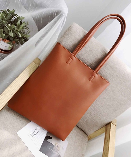 shopnikoniko（ショップニコニコ）の「縦型 トートバッグ 前ポケット（トートバッグ・レディース・ブラック/アイボリー/グレー/ブラウン/グリーン・フリー）」の7枚目の写真