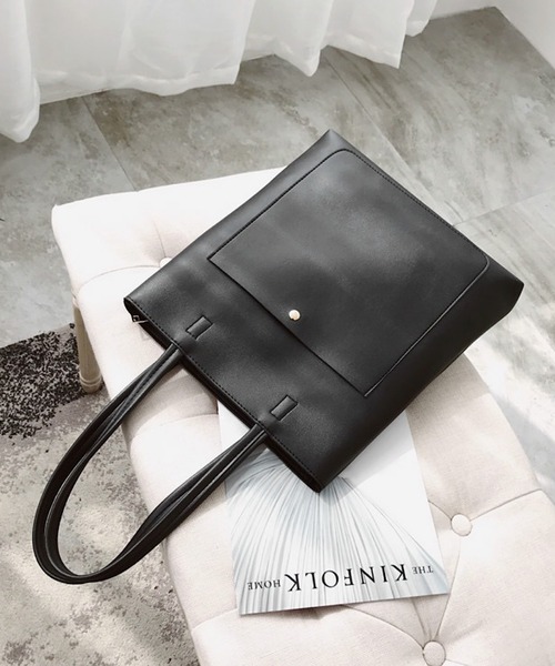 shopnikoniko（ショップニコニコ）の「縦型 トートバッグ 前ポケット（トートバッグ・レディース・ブラック/アイボリー/グレー/ブラウン/グリーン・フリー）」の22枚目の写真