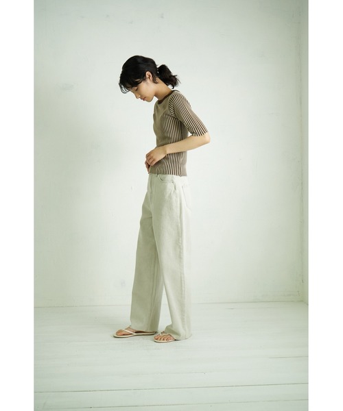 4youstory(フォーユーストーリー)の「【4youstory】5分袖リブニットトップス(Tシャツ/カットソー・レディース・ブラック/ベージュ/ブラウン/グリーン・FREE)」の10枚目の写真