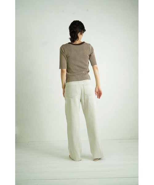 4youstory(フォーユーストーリー)の「【4youstory】5分袖リブニットトップス(Tシャツ/カットソー・レディース・ブラック/ベージュ/ブラウン/グリーン・FREE)」の11枚目の写真