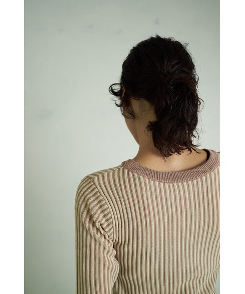 4youstory(フォーユーストーリー)の「【4youstory】5分袖リブニットトップス(Tシャツ/カットソー・レディース・ブラック/ベージュ/ブラウン/グリーン・FREE)」の21枚目の写真