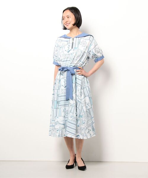 axes femme（アクシーズファム）の「フレンチマリン柄セーラーOP