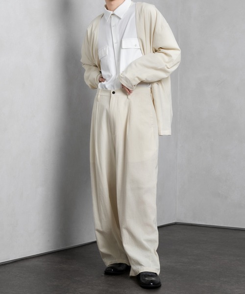 Adoon plain（アドーンプレーン）の「【Adoon plain】リネンライクセットアップ（セットアップ・メンズ・ブラック/グリーン/アイボリー・MEDIUM/LARGE）」の4枚目の写真