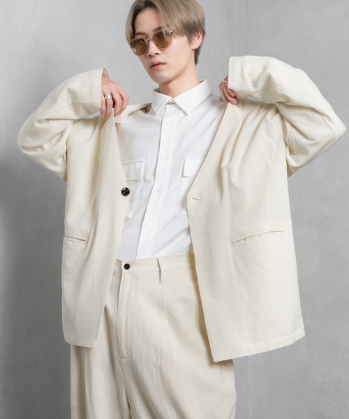 Adoon plain（アドーンプレーン）の「【Adoon plain】リネンライクセットアップ（セットアップ・メンズ・ブラック/グリーン/アイボリー・MEDIUM/LARGE）」の7枚目の写真