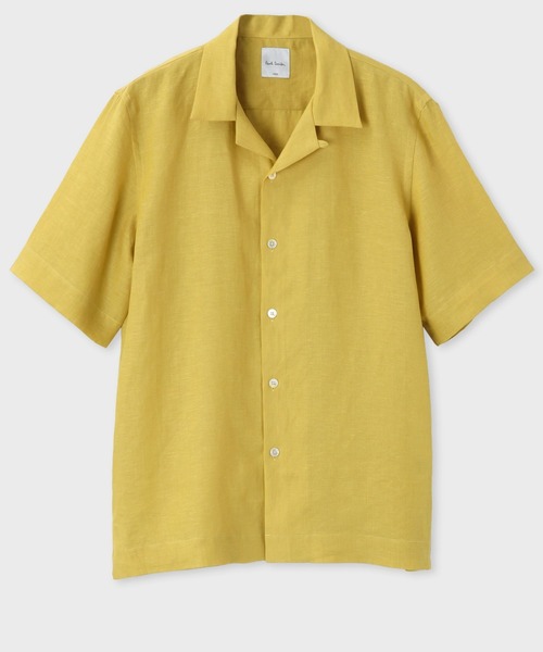 新品☆Paul Smith COLLECTION 半袖麻シャツ☆黄色☆XLサイズ Paul Smith（ポールスミス）の「リネン オープンカラーシャツ