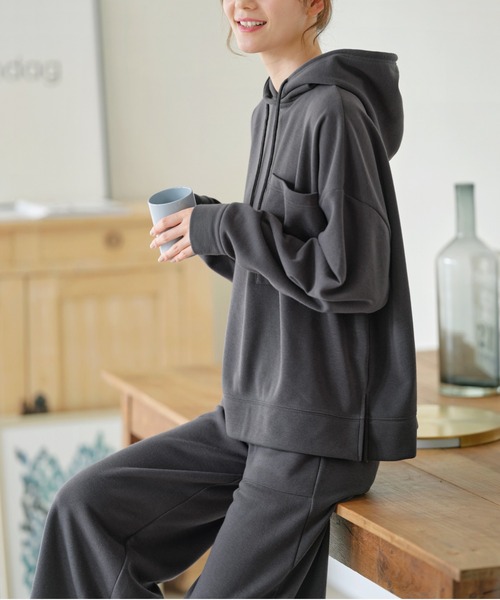 セール】裏起毛パーカー＆ワイドパンツセットアップ（ルームウェア