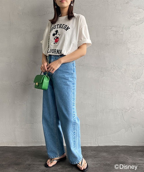 JEANS FACTORY （ジーンズファクトリー）の「[DISNEY/ディズニー] 別注 アーチロゴプリントTシャツ/ミッキーマウス（Tシャツ/カットソー・レディース・ブラック/ホワイト・L/XL/M）」の9枚目の写真