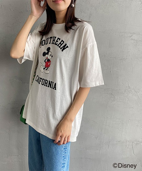 JEANS FACTORY （ジーンズファクトリー）の「[DISNEY/ディズニー] 別注 アーチロゴプリントTシャツ/ミッキーマウス（Tシャツ/カットソー・レディース・ブラック/ホワイト・L/XL/M）」の15枚目の写真