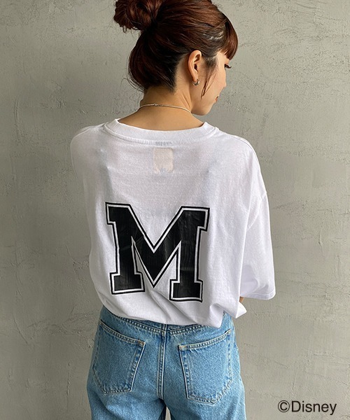 JEANS FACTORY （ジーンズファクトリー）の「[DISNEY/ディズニー] 別注 アーチロゴプリントTシャツ/ミッキーマウス（Tシャツ/カットソー・レディース・ブラック/ホワイト・L/XL/M）」の6枚目の写真