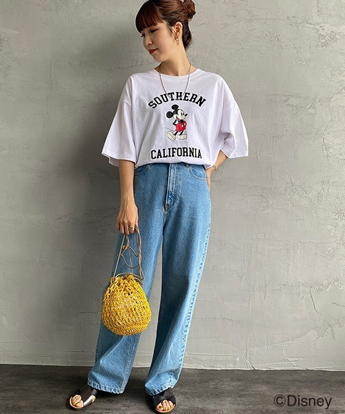 JEANS FACTORY （ジーンズファクトリー）の「[DISNEY/ディズニー] 別注 アーチロゴプリントTシャツ/ミッキーマウス（Tシャツ/カットソー・レディース・ブラック/ホワイト・L/XL/M）」の11枚目の写真