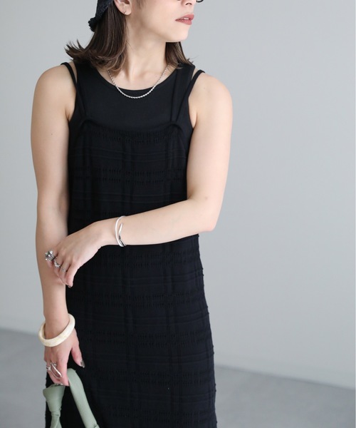 ap retro（アプレトロ）の「透かし編みニット ロングデザインキャミワンピース（ワンピース・レディース・ブラック/ブラウン/アイボリー・FREE）」の12枚目の写真