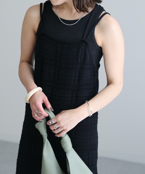 ap retro（アプレトロ）の「透かし編みニット ロングデザインキャミワンピース（ワンピース・レディース・ブラック/ブラウン/アイボリー・FREE）」の13枚目の写真