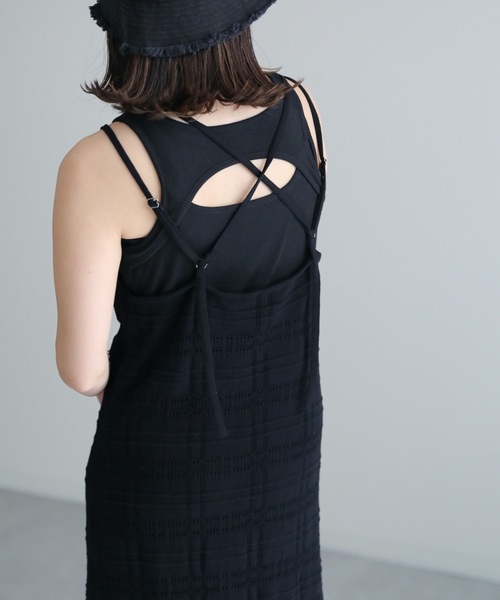 ap retro（アプレトロ）の「透かし編みニット ロングデザインキャミワンピース（ワンピース・レディース・ブラック/ブラウン/アイボリー・FREE）」の14枚目の写真