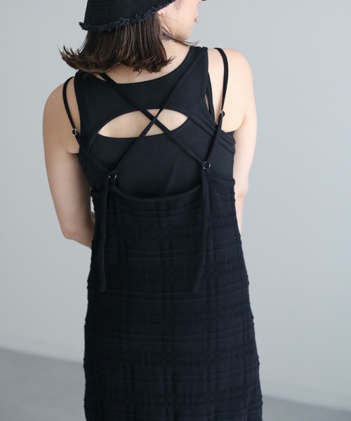 ap retro（アプレトロ）の「透かし編みニット ロングデザインキャミワンピース（ワンピース・レディース・ブラック/ブラウン/アイボリー・FREE）」の15枚目の写真