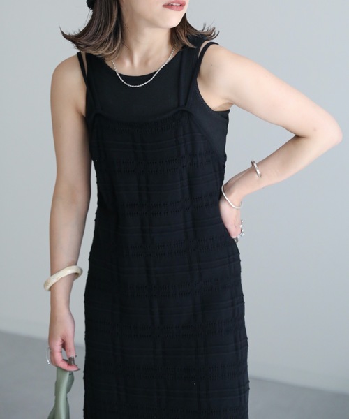 ap retro（アプレトロ）の「透かし編みニット ロングデザインキャミワンピース（ワンピース・レディース・ブラック/ブラウン/アイボリー・FREE）」の16枚目の写真
