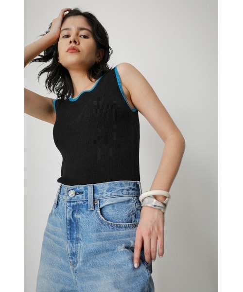 AZUL by moussy(アズールバイマウジー)の「BICOLOR PIPING KNIT TANK TOP/バイカラーパイピングニットタンクトップ(タンクトップ・レディース・ライトブルー/ブラウン/ブラック・MEDIUM/SMALL)」の20枚目の写真