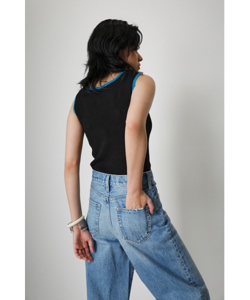 AZUL by moussy(アズールバイマウジー)の「BICOLOR PIPING KNIT TANK TOP/バイカラーパイピングニットタンクトップ(タンクトップ・レディース・ライトブルー/ブラウン/ブラック・MEDIUM/SMALL)」の21枚目の写真