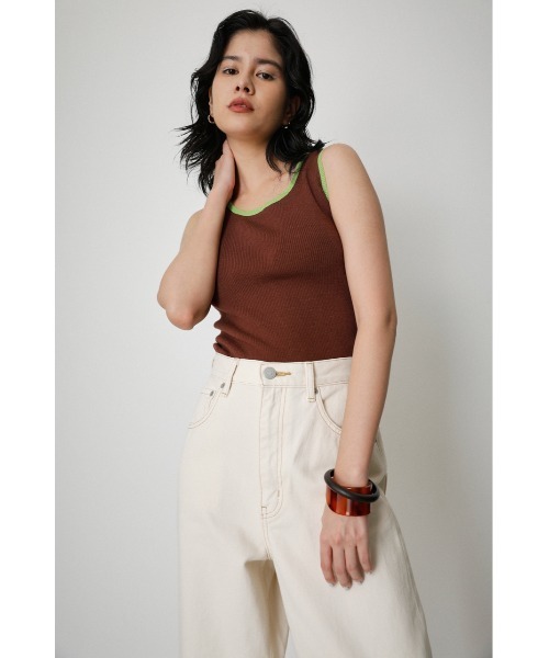 トップス BICOLOR TANK TOP UNOF BICOLOR PIPING KNIT TANK TOP/バイカラーパイピングニット