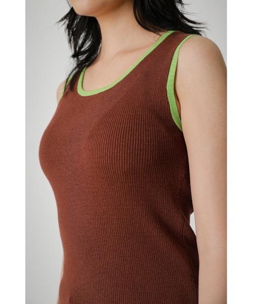 AZUL by moussy(アズールバイマウジー)の「BICOLOR PIPING KNIT TANK TOP/バイカラーパイピングニットタンクトップ(タンクトップ・レディース・ライトブルー/ブラウン/ブラック・MEDIUM/SMALL)」の9枚目の写真