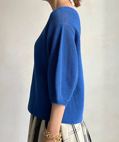 DouDou(ドゥドゥ)の「和紙ガーター袖ボリュームプルオーバー(ニット/セーター・レディース・ブラック/ブルー/ライトグレー・FREE)」の12枚目の写真