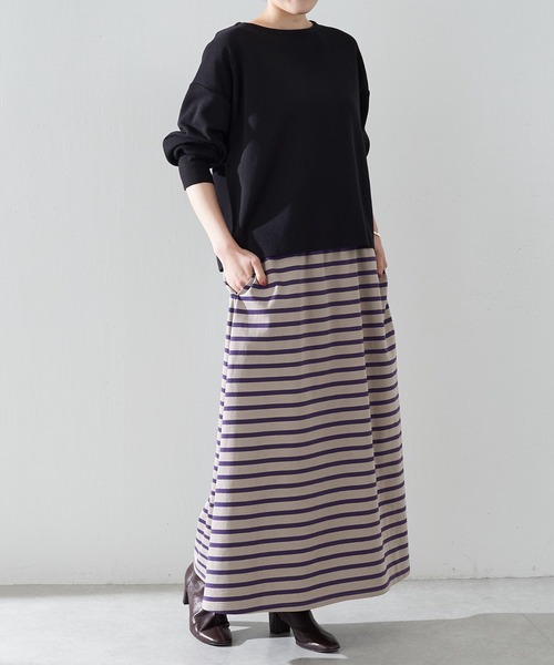 BEARDSLEY(ビアズリー)の「【OT】珍しいパープルボーダースカート(スカート・レディース・モカ・FREE)」の2枚目の写真