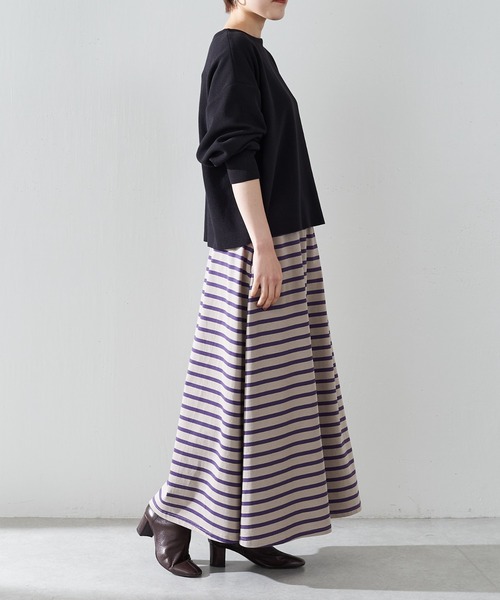 BEARDSLEY(ビアズリー)の「【OT】珍しいパープルボーダースカート(スカート・レディース・モカ・FREE)」の3枚目の写真